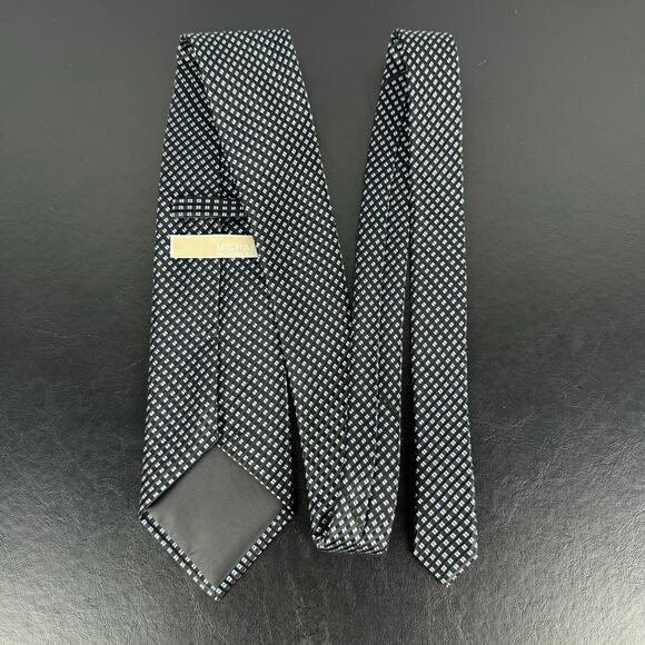 Michael Kors 100% Silk Black Blue Pattern Tie - Picture 3 of 4